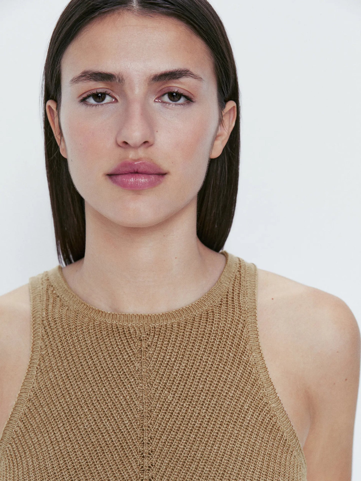 Ethereal Traf Md 2026 YAZHIMEI summer new style of Women's casual standard brown crew-neck knitted rib vest