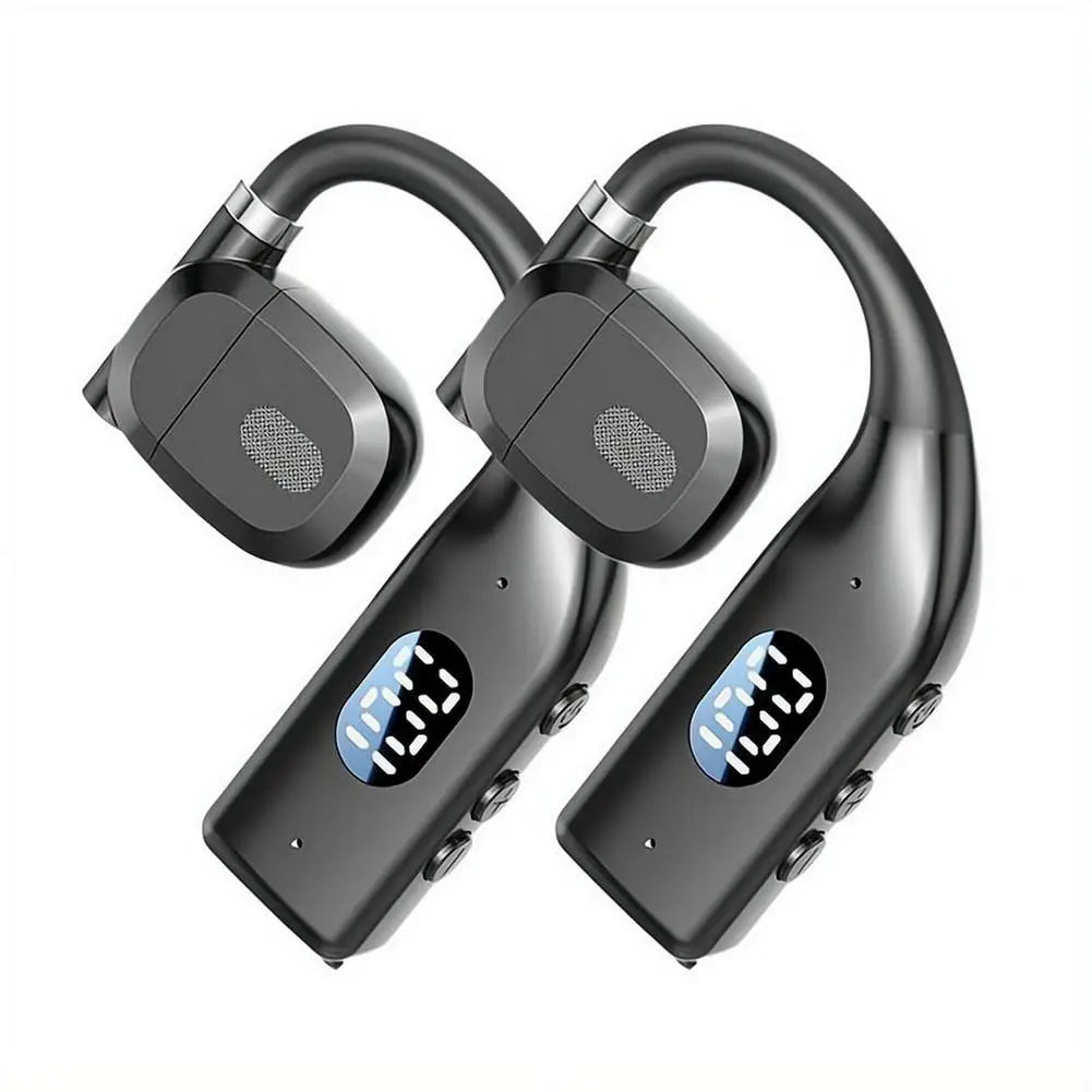 2PCS Bluetooth Ear Hooks Rotatable Earphones LED Digital Display Wireless Sport Headphones Long Battery Life Headset