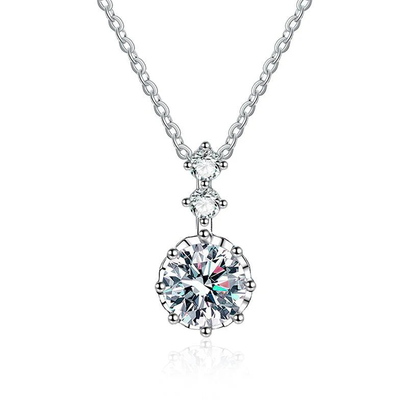 NeeTim 1ct 6.5mm D Color Moissanite Sparkling Pendant Necklace 925 Sterling Silver Neck Chain Necklaces Gift for Women Wholesale