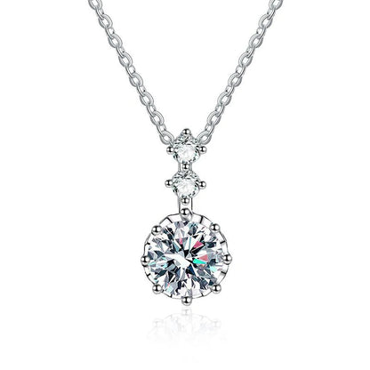 NeeTim 1ct 6.5mm D Color Moissanite Sparkling Pendant Necklace 925 Sterling Silver Neck Chain Necklaces Gift for Women Wholesale
