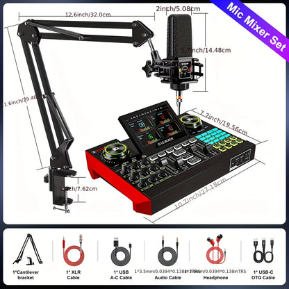 Tenlamp G10 Professional Microphone Mixer Kit for Podcasting, Influencers, Kols, Singing, Gaming, And Djing. This Controller Equipment Is Designed for Studio-Quality Recording And Electronic Music Mixing for PC Smartphone Lap