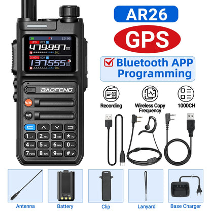 Baofeng AR-26 GPS Walkie Talkie Multi-Band Long Range Wireless Copy Frequency Air Band NOAA Type-C Charger For Camping Ham Radio