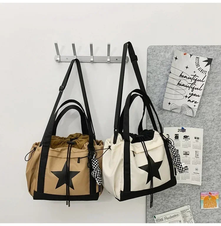 Women New Crossbody Bag Wholesale Large Capacity Couple Shoulder Bag New Casual Nylon Tote Bag Luxury Drawstring Handbag 2025