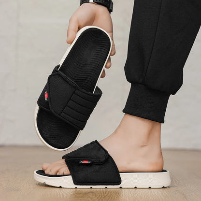 Fashion Men's Slippers Suede Cloth Non-Slip Casual Sandals Platform Soft Home Shoes Indoor Slides Outdoor Beach Shoes Flip-flop