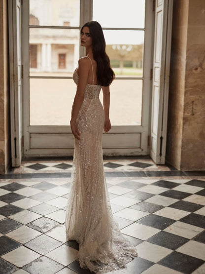 Ivory Illusion Wedding Dresses With Detachable Tail Romantic Sweetheart Dress For Bride Shiny Bridal Gown Vestido De Novia