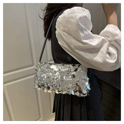 Sequin Evening Party Shoulder Bags for Women Lightweight Portable Ladies strap Crossbody Bag Solid Color fashion Female Handbag