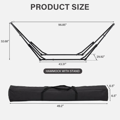 Portable Outdoor Hammock Swing Chair with Heavy Duty Stand, 480 lbs Capacity, Multifunctional, Gray