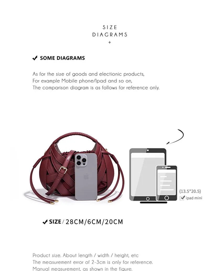 Fashion Woven Hollow Women Handbags Luxury Designer Ladies Shoulder Messenger Bag Small Totes Tassel Lady Composite Bag Burgundy