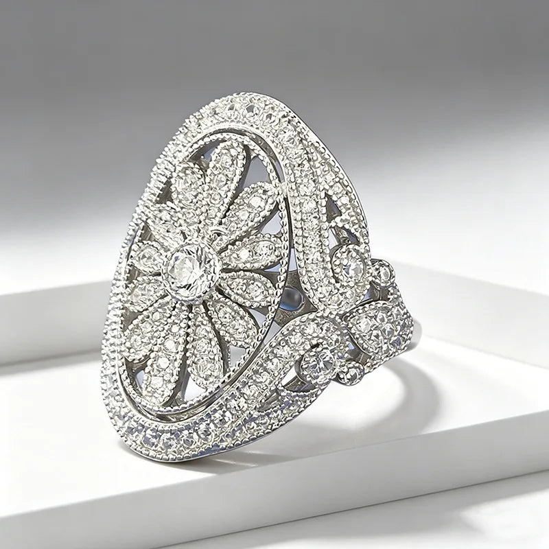 Luxury 18K white Solid Platinum PT950 certifid Full-cut moissanite ring handmade women's ring sets for womendesig