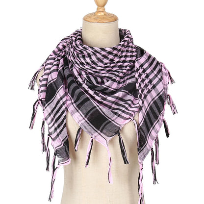 2024 New Plaid Hijab Scarf for Men and Women Arab Desert Headscarf Soft Tactical Hiking Scarves Unisex Turban Military Shawl
