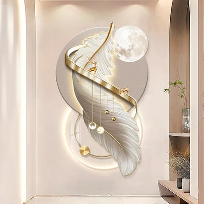 Entrance LED Mural Light Feather For Corridor Living Room Hallway Kitchen Modern Hanging Paintings Home Decoration Art Wall Lamp