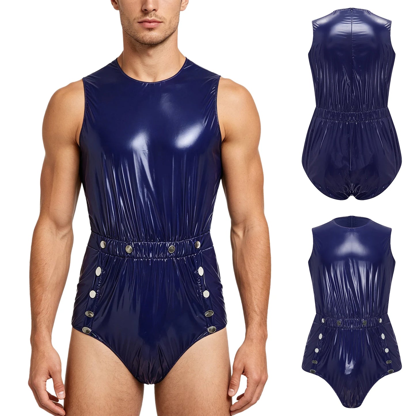 Men Women Waterproof Glossy Bodysuit Leak-proof Washable Diaper Cover Elderly Bedridden Special Needs Adaptive Jumpsuit Swimwear