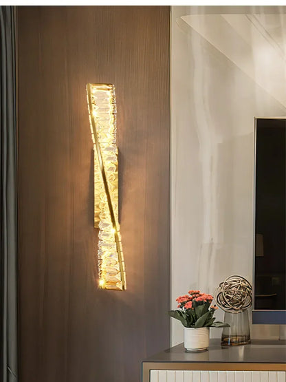 Luxury Crystal Gold Metal Wall Lamp Modern Creative Irregular LED Wall Light Villa Hotel Corridor Bedside Decor Lighting Fixture