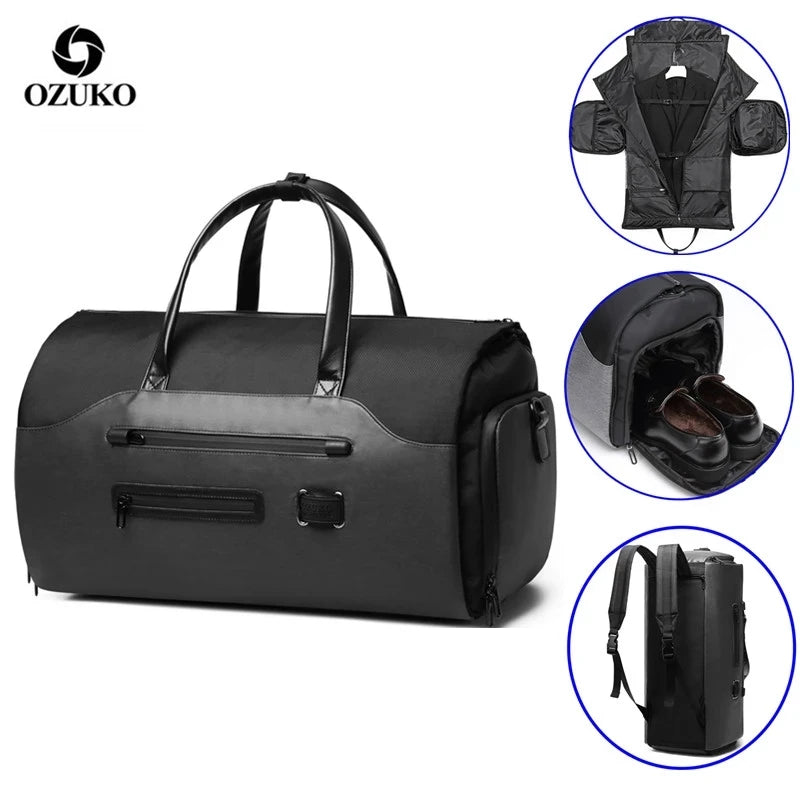 OZUKO Garment Bag Multifunction Men Suit Storage Large Capacity Luggage Handbag Male Waterproof Travel Duffel Bag Shoes Pocket