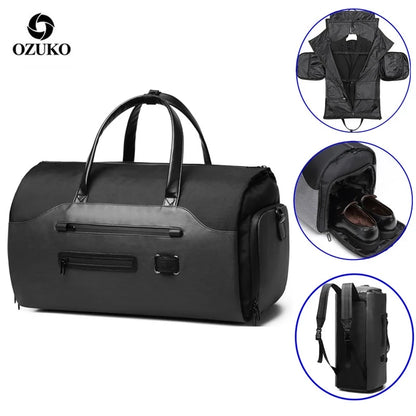 OZUKO Garment Bag Multifunction Men Suit Storage Large Capacity Luggage Handbag Male Waterproof Travel Duffel Bag Shoes Pocket