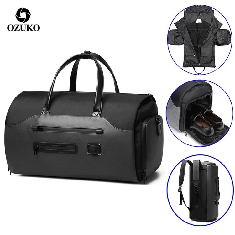 OZUKO Garment Bag Multifunction Men Suit Storage Large Capacity Luggage Handbag Male Waterproof Travel Duffel Bag Shoes Pocket