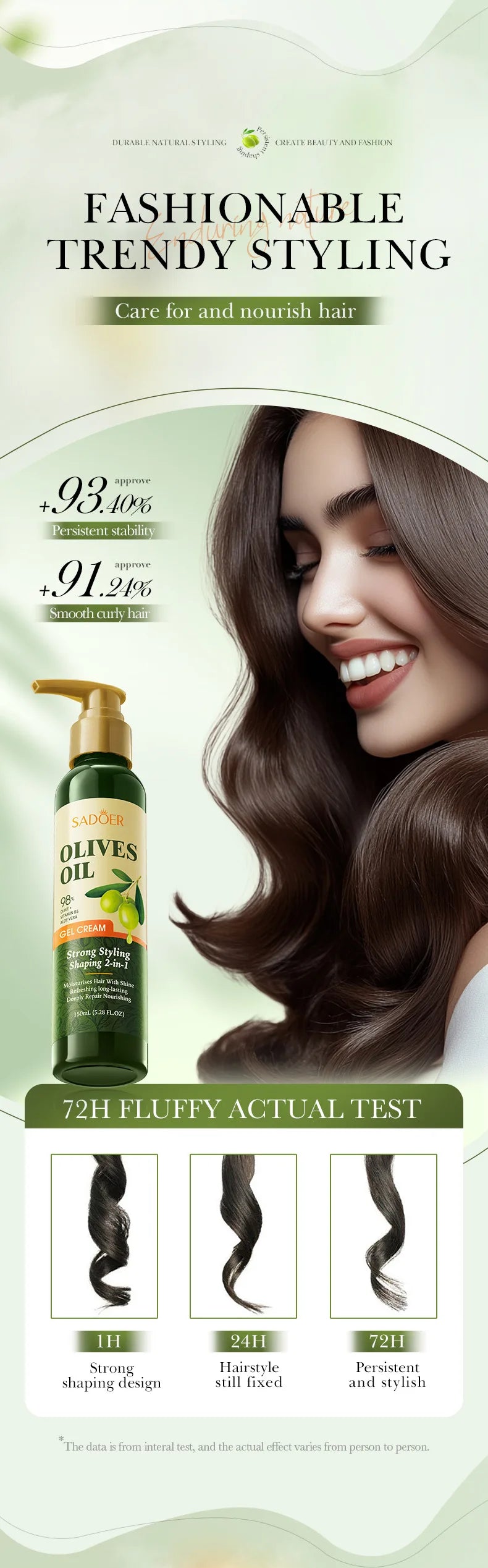 SADOER Olive Oil Hair Styling Wax Gel - Strong Hold, Natural Shine, Volumizing, Non-Greasy for Men & Women