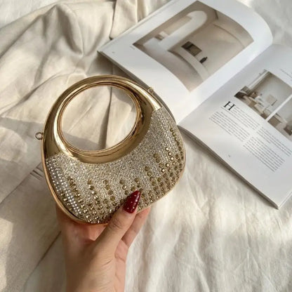 New Fashion Rhinestone Purses And Handbags Mini Golden Evening Bag Luxury Shoulder Bags Funny Party Wedding Acrylic Clutch Purse