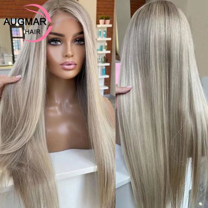 13x6 Ash Blonde Straight Lace Front Wigs For Women Human Hair 360 Lace Frontal Wig 13x4 HD Brown Highlight Wig Human Hair Wigs