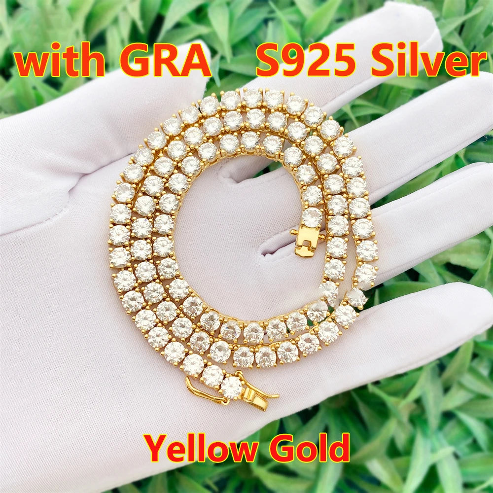 Hip hop Moisssanite Tennis Bracelet 18K Gold Plated 925 Sterling Silver Jewelry Unisex Moissanite Tennis Chain for Women ＆ Man