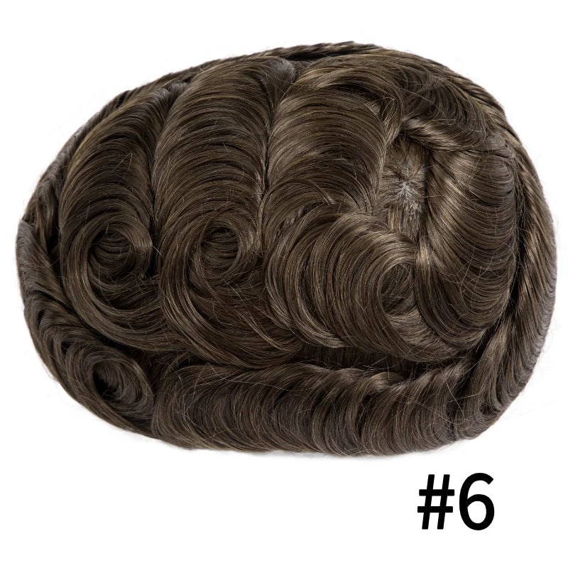 Full Lace Hair System Men Wig With Realistic Hairline Toupee For Men Breathable Male Hair Prosthesis 100% Human Hair Wig For Man