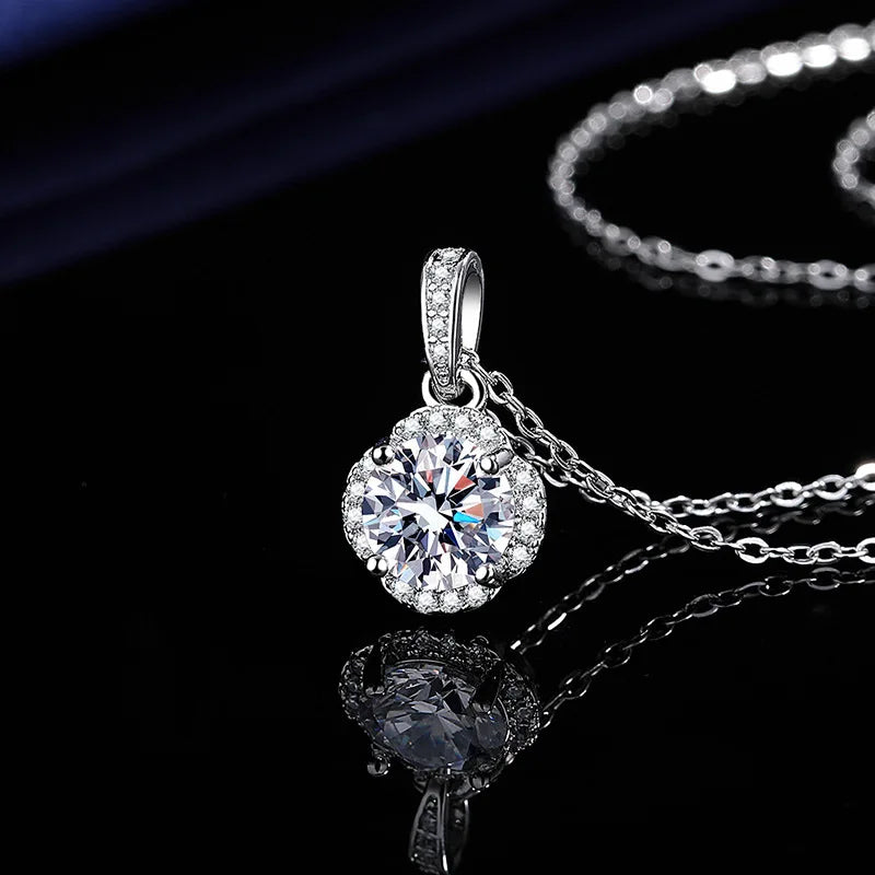 925 Sterling Silver Necklace For Women Zircom With Lab Diamond Jewelry Wedding Pendant  White Gold Plated