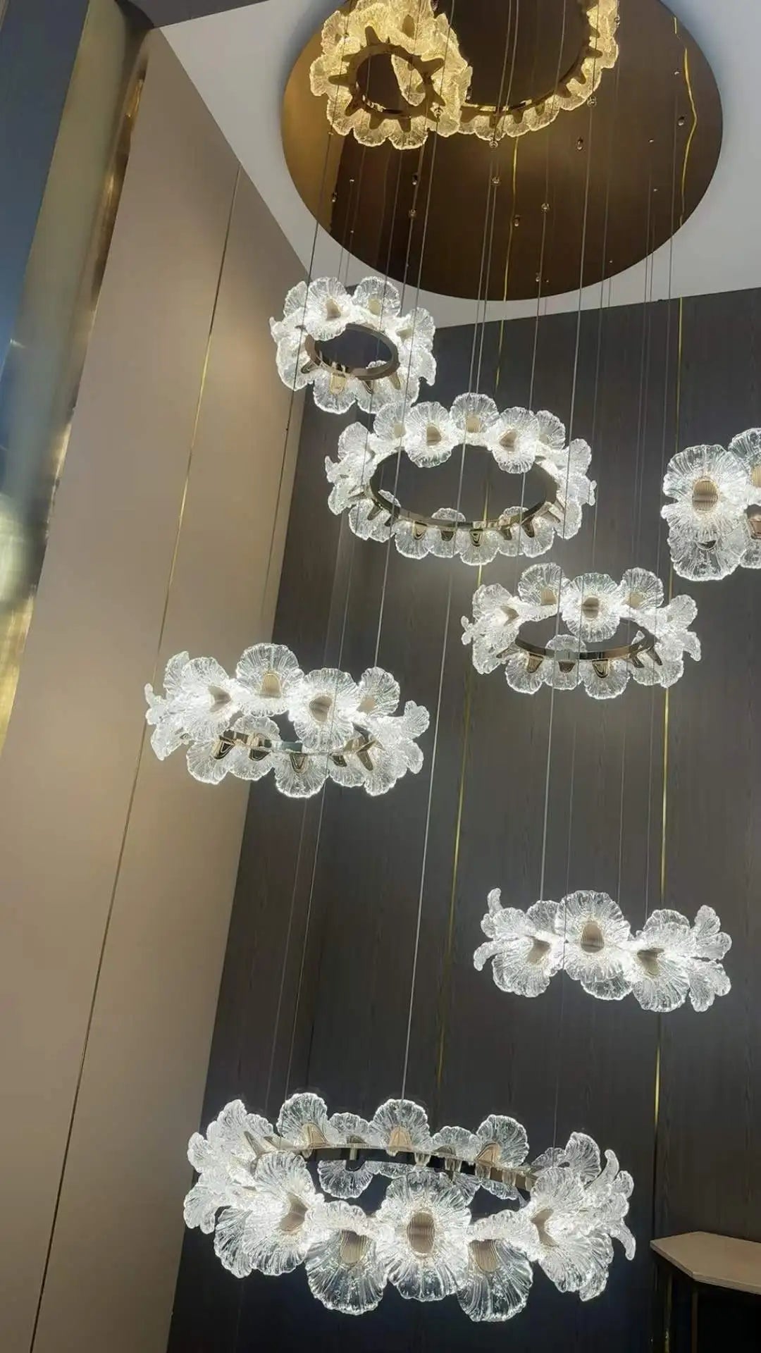Luxury  LED Duplex Staircase Chandelier High Ceiling Pendant Lamp for Villa Living Room Hotel Lobby