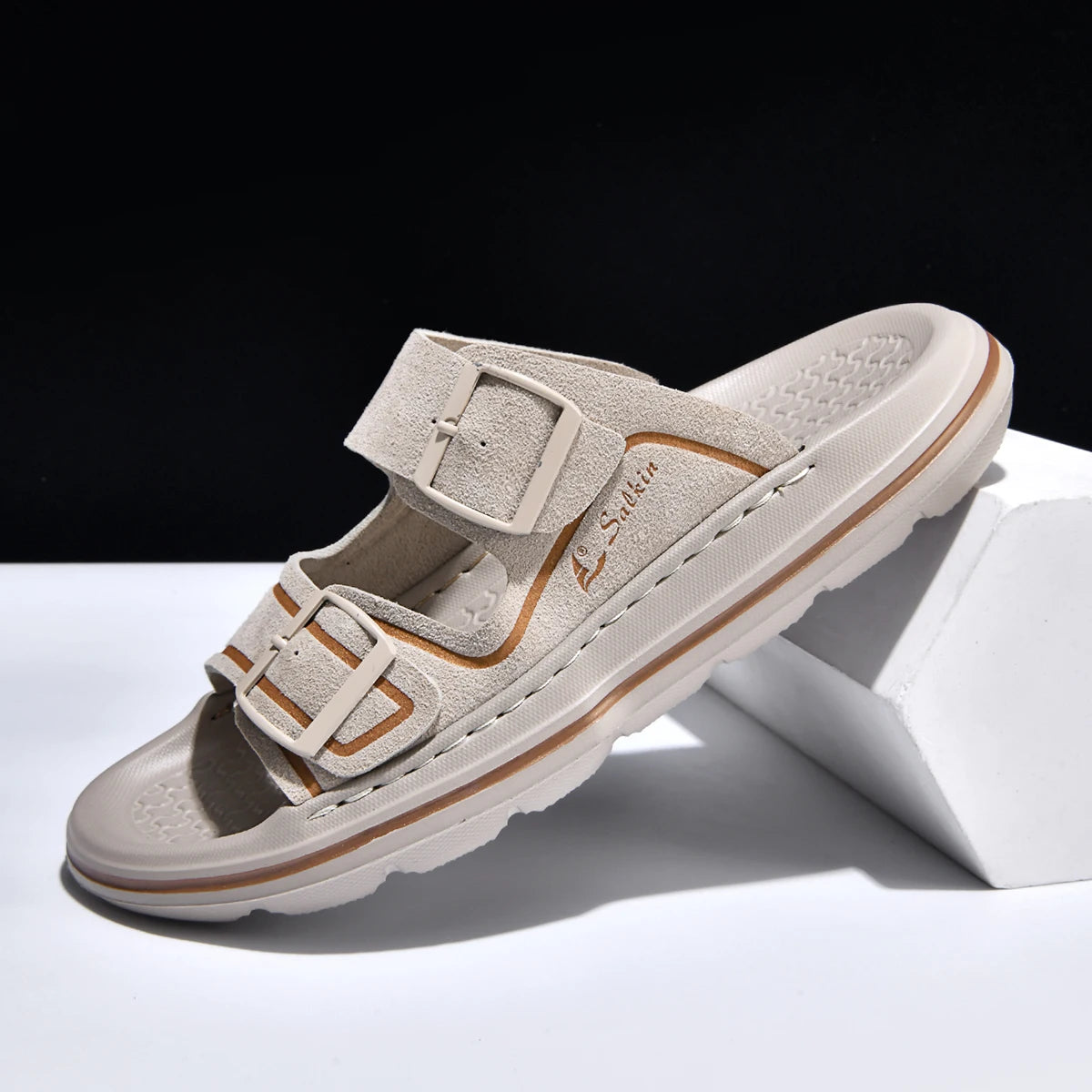 Leisure Men's Slides Outdoor Man Sandals Summer Outdoor Slippers with Adjustable Buckle Beach Shoes Vacation Wading Aqua Shoes