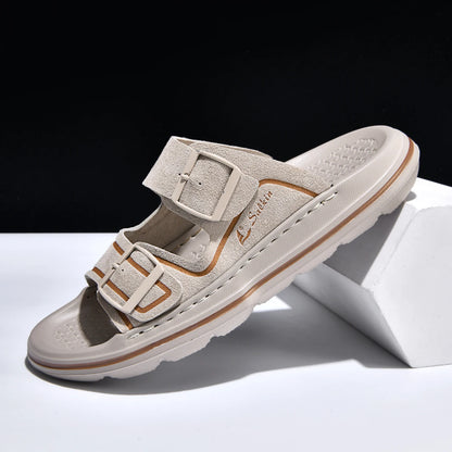 Leisure Men's Slides Outdoor Man Sandals Summer Outdoor Slippers with Adjustable Buckle Beach Shoes Vacation Wading Aqua Shoes