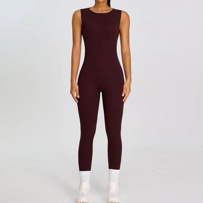 Summer Women Sleeveless Back Hollow Jumpsuit Fitness Sport Bodysuit Yoga Clothing Female Breathable Gym Overalls Workout Clothes