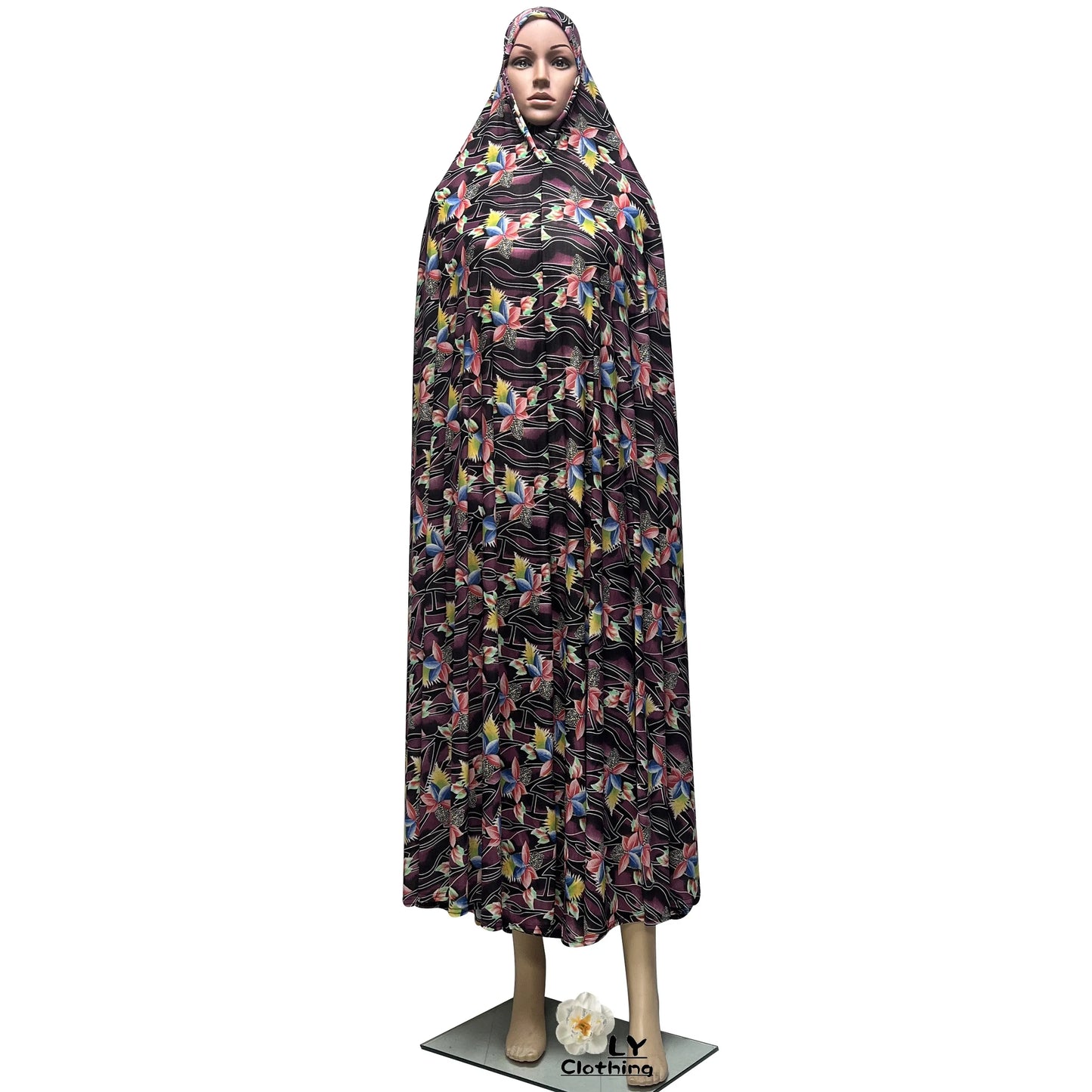 New Sleeveless Pullover Dress Women Prayer Garment Dubai Abaya Arab Jibab Flowers Print Loose Femme Khimar Kaftan Clothes 6XL