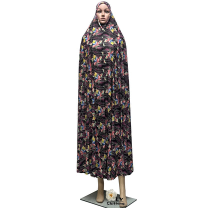 New Sleeveless Pullover Dress Women Prayer Garment Dubai Abaya Arab Jibab Flowers Print Loose Femme Khimar Kaftan Clothes 6XL