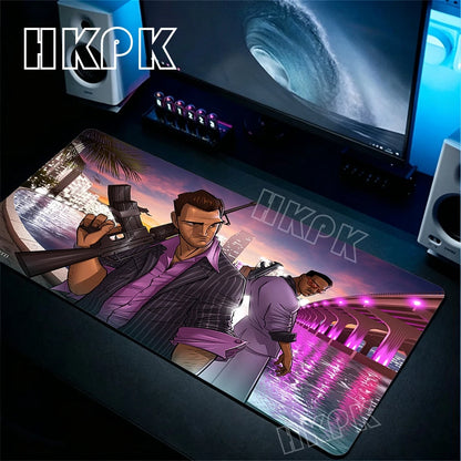 Large Gamer Desk Mat Office Table Pad Grand Theft Auto Deskpad Pad Computer Laptop Accessories Gaming Mousepad Anime Xxl 90x40cm