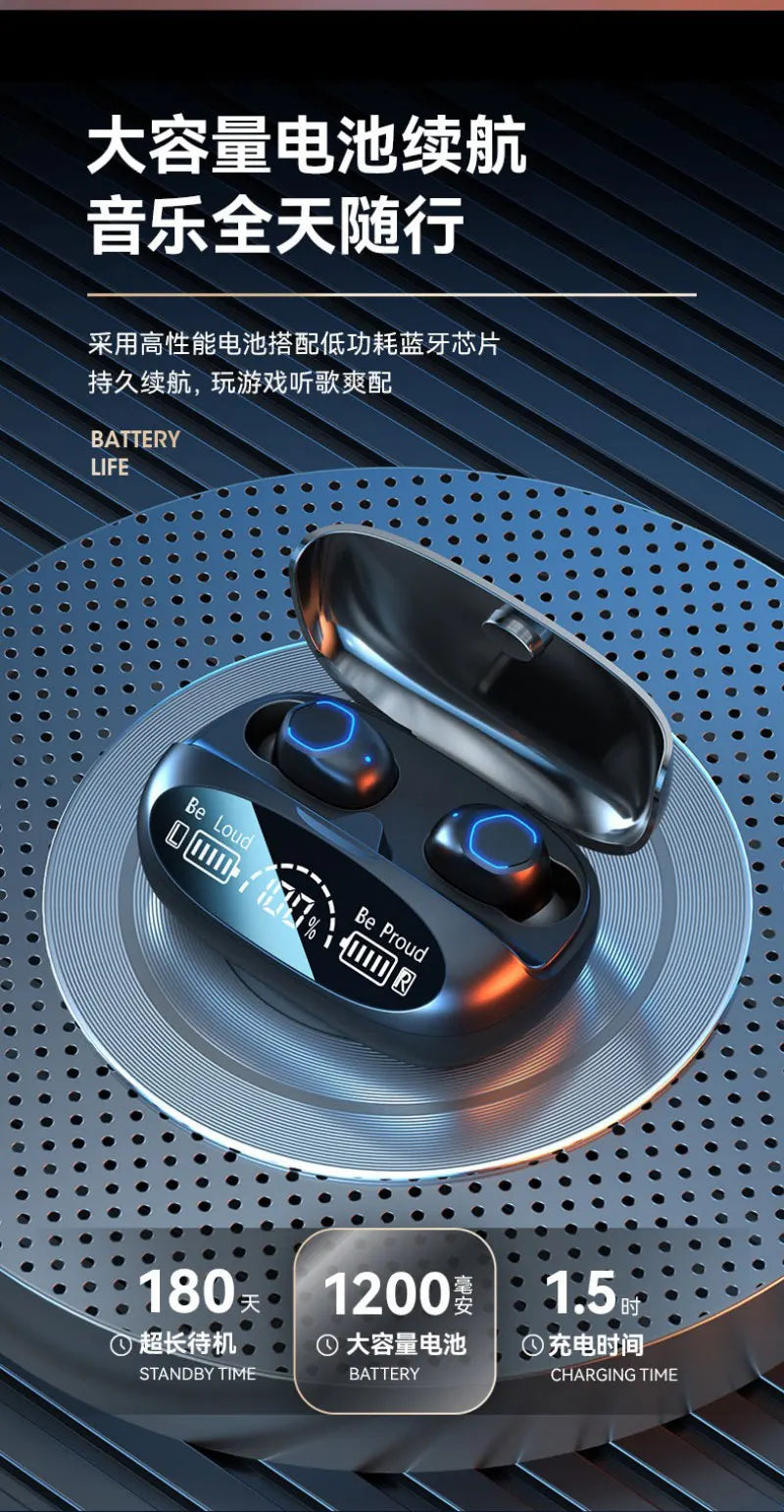 Wireless Bluetooth Earbuds Touch Control Headphones Noise Reduction Power Display Earphones for iPhone In Ear TWS Headset