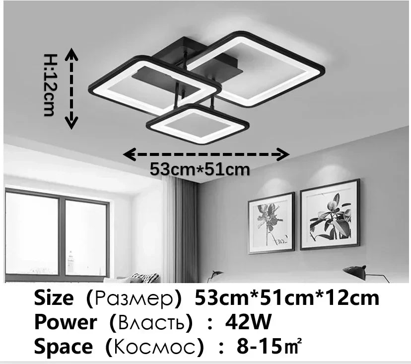 Creative Grid LED Ceiling Light Luxury Villa Hall Black Living Room Decor Dining Room Ceiling Chandelier Home Lustre Fixture