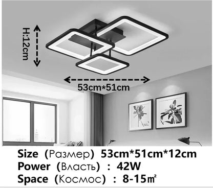 Creative Grid LED Ceiling Light Luxury Villa Hall Black Living Room Decor Dining Room Ceiling Chandelier Home Lustre Fixture