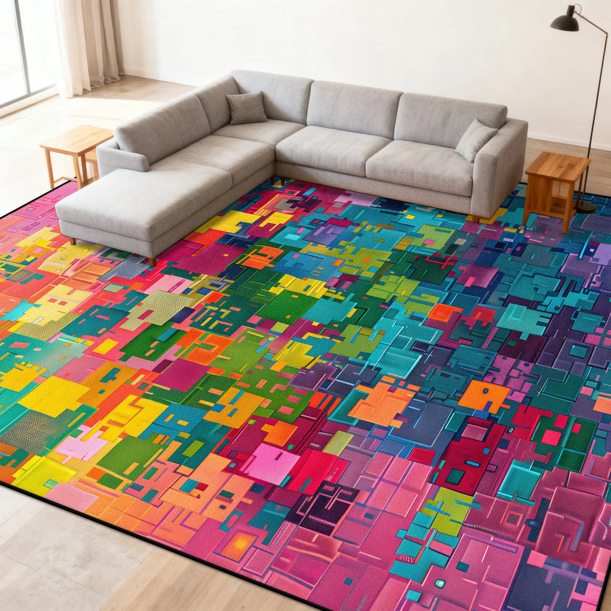 Multicolour Abstract Carpet Living Room Sofa Area Easy Clean Rugs Non-slip Bedroom Decoration Cloakroom Floor Mat Customizable