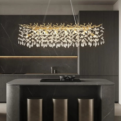 Modern Chrome Crystal Ceiling Chandelier Round Branch Crystal Chandeliers For Dining Living Room Bedroom Kitchen Fixture