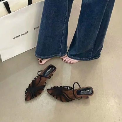 Fashion T-shaped Strap Women's Sandals Designer Baotou High Heels Women's Shoes Luxury Anti Slip Women's Slippers Women's Shoes