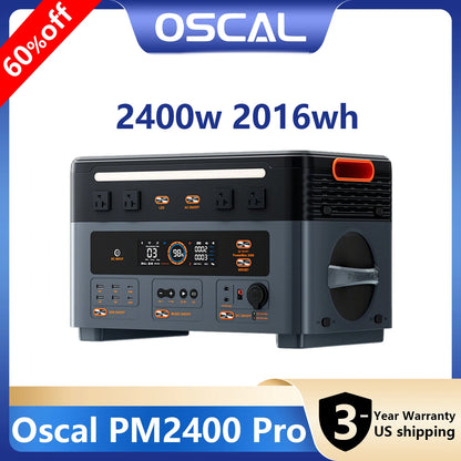 OSCAL Solar Generator 2048Wh LiFePO4 Portable Power Station 2400W 4800W Peak UPS Power Supply App Control Ultra Quiet for Home Emergency Camping RV Travel