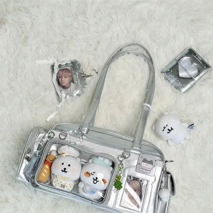 New Concert Ita Bags Y2k Cute Jk Girl Shoulder Bags Badge Display Transparent Crossbody Bag Stylish Large-capacity Commuter Bags