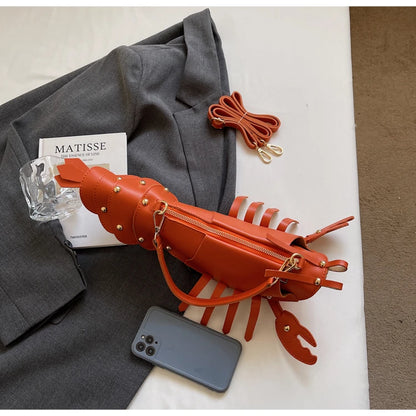 PU Zipper Commuting Crossbody Bags Lobster Shape Niche 2025 High Quality Ladies Bags Solid Color Rivet Fashion Shoulder Bags