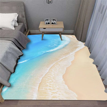 Crystal Velvet Carpet Summer Waves Beach Shell Rug for Living Room Sofa Bedroom Kitchen Hallway Decor