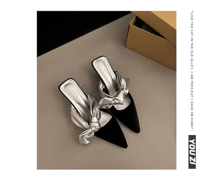 Luxury Pointed Toe Slippers Women High Heels Sandals Elegant Mules Shoes Summer 2026 New Slingback Dress Flip Flops Female Shoes