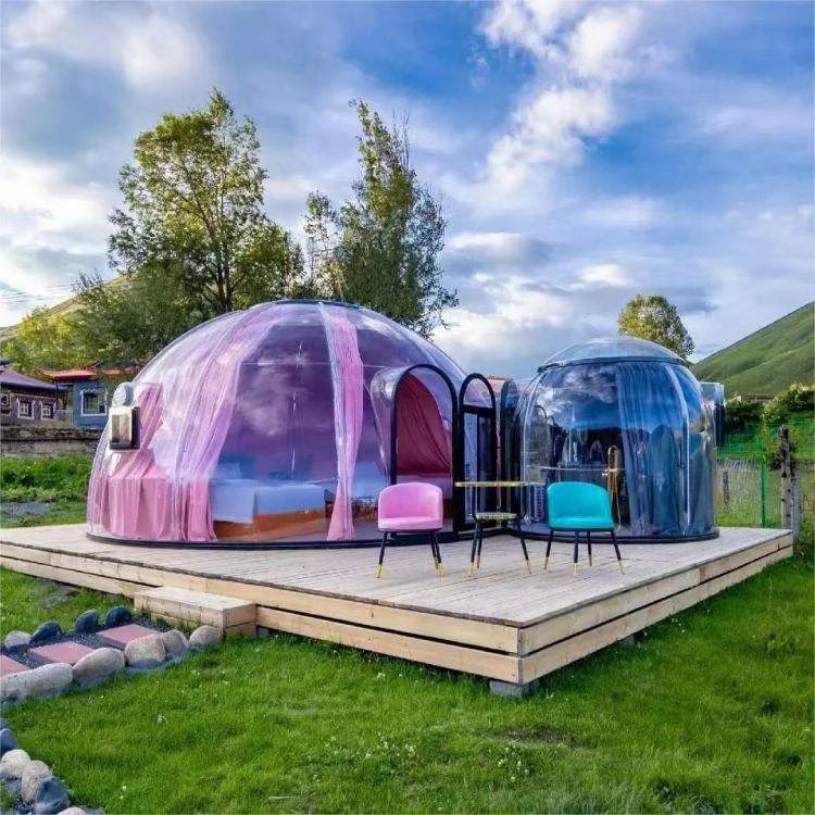 【Best-selling】Detachable Contemporary Villa/Mall Camping Outdoor Spherical Hotel Geodesic Glamping Bubble House Dome Tent