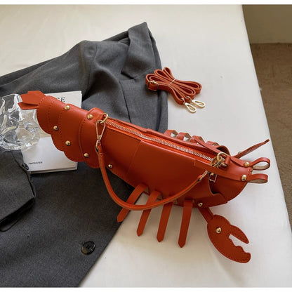 PU Zipper Commuting Crossbody Bags Lobster Shape Niche 2025 High Quality Ladies Bags Solid Color Rivet Fashion Shoulder Bags