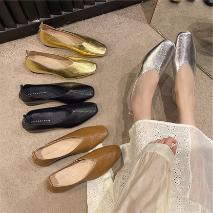 Women's Loafers Genuine Leather Luxury Shoes Heels Pumps Square Toe Elegant Mary Janes Shoes for Height-increasing Insoles