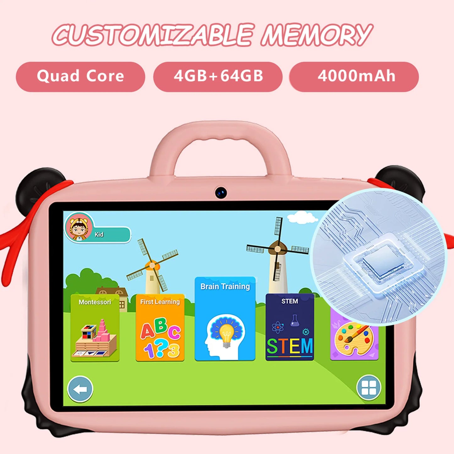 7 Inch New Cartoon Pattern Tablets For Study Education Games Children's Gifts 4GB+64GB ROM Quad Core Dual Cameras WiFi Tablet PC