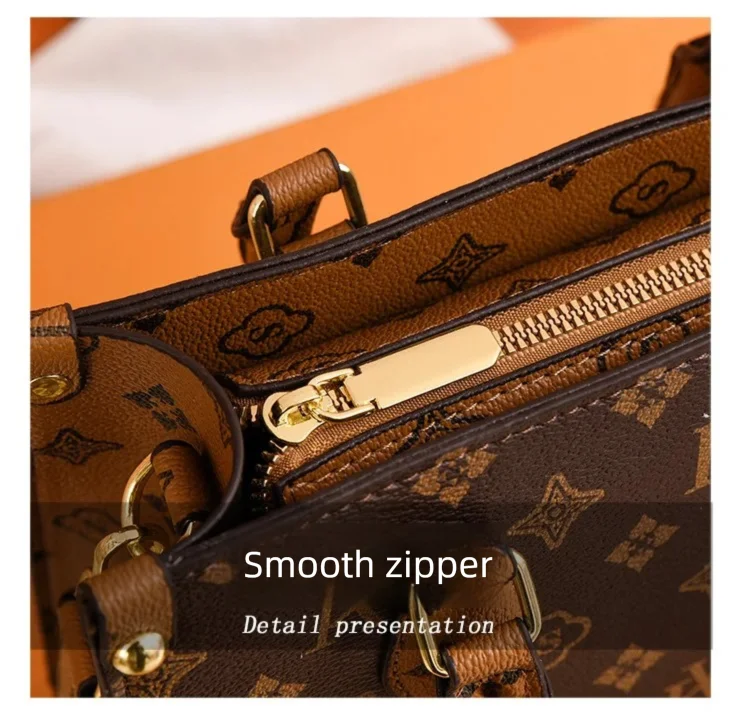 Elegant Retro Women's Tote Bag Single Shoulder Crossbody Bag Floral Print Ladies Handbag Luxury Texture Commuter Messenger Bag