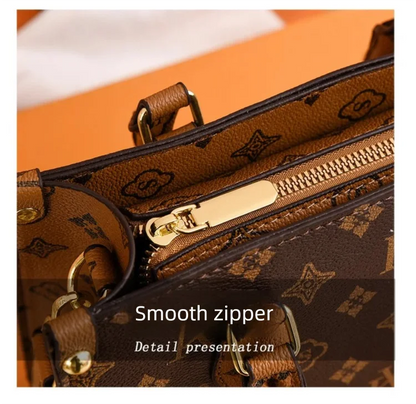 Elegant Retro Women's Tote Bag Single Shoulder Crossbody Bag Floral Print Ladies Handbag Luxury Texture Commuter Messenger Bag